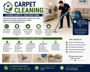 Technician steam cleaning carpet in modern living room