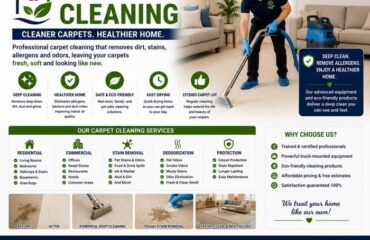 Technician steam cleaning carpet in modern living room