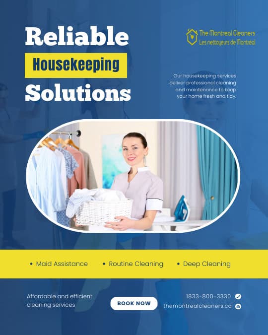 blue and yellow modern professional housekeeping services instagram post1