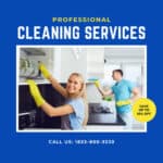 blue and yellow cleaners promo and sale instagram post