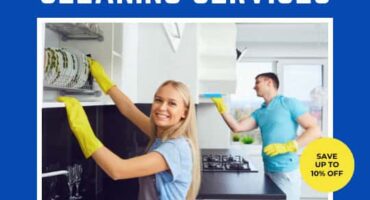 blue and yellow cleaners promo and sale instagram post