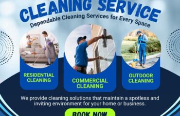 blue green and white modern cleaning service facebook post