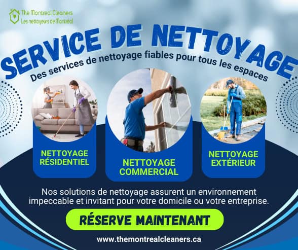 Service de nettoyage pour espaces résidentiels et commerciaux.