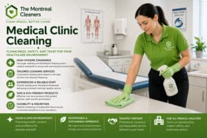 Medical clinic cleaning professional disinfecting examination room