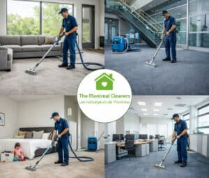 Professional cleaner vacuuming carpets in home and office