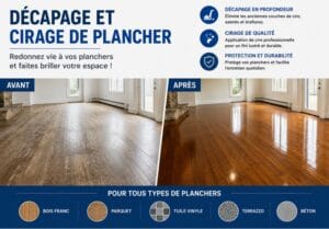 Décapage et cirage de plancher avant et après