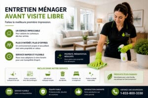 Femme nettoyant cuisine avant visite libre