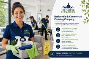 Professional cleaning team in residential living room