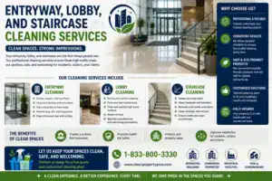 Entryway, lobby and staircase cleaning services advertisement